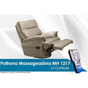 Poltrona Reclinável p/ Sala MH 1217 Two Way c/ Massagem Suede Bege - Herval