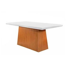 Mesa para Cozinha Luna + Tampo Madeirado Curvo 180x90cm Off White/Imbuia - Rufato
