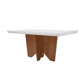 Mesa para Cozinha Nevada + Tampo Madeirado Vidro Reto 180x90cm Off White/Imbuia-Vidro Off White - Rufato