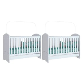 Berço / Mini Cama Infantil Bala de Menta 3 em 1 (2 Un) Branco - Henn
