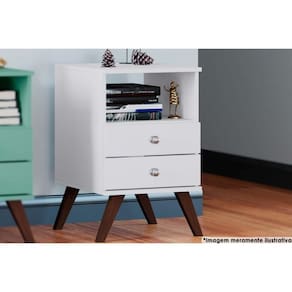 Mesa Cabeceira Casal RT3103 c/ 2 Gavetas Branco - Movelbento