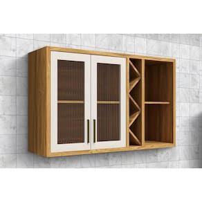 Armário Aéreo Cozinha Modulado Tempranillo 2 Portas 120cm Amendoa/Off White - Ronipa