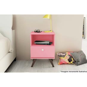 Mesa Cabeceira RT3019 c/ 1 Gaveta Rosa - Movelbento