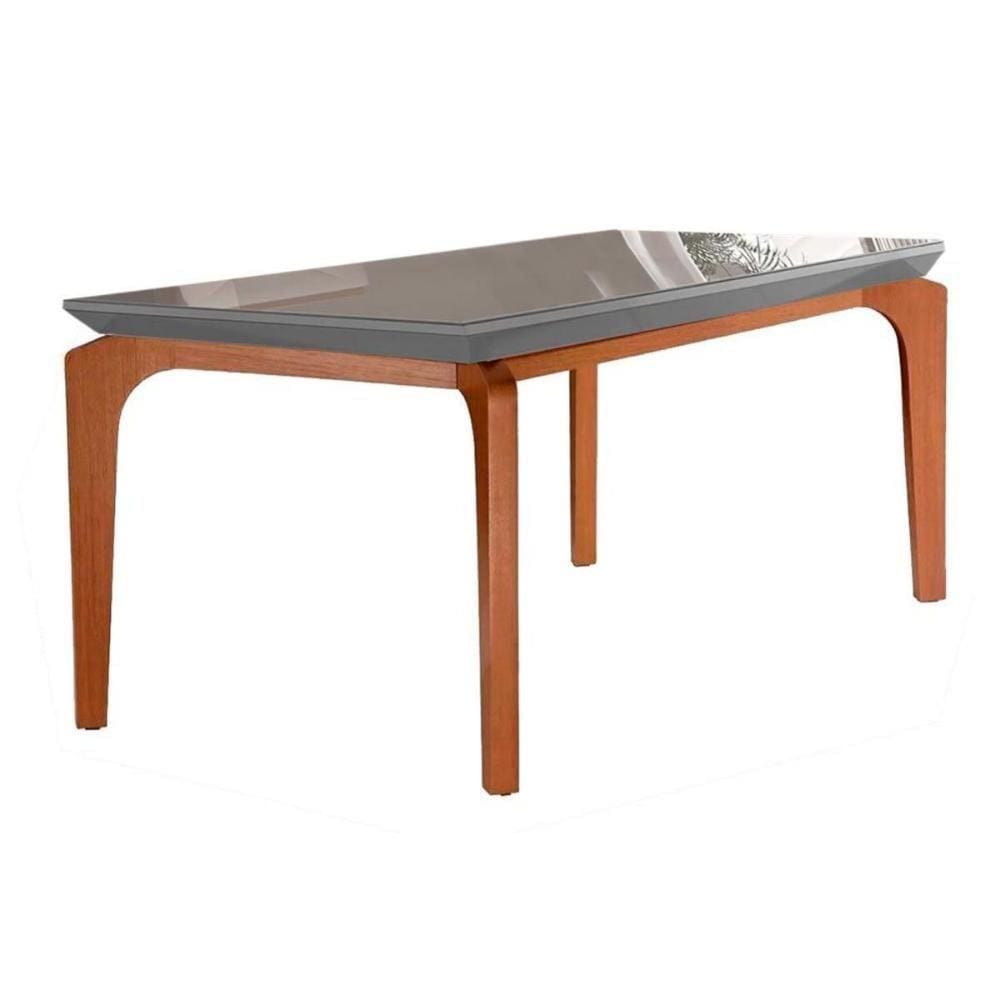 Mesa para Cozinha Londrina + Tampo Madeirado Reto 180x90cm Grafite/Imbuia - Rufato