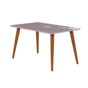 Mesa para Cozinha Adele + Tampo Madeirado Vidro 130x80cm Madeira/Off White - Cimol