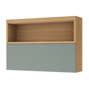 Módulo Cozinha Nesher Marquesa Armário c/ Nicho e 1 Porta Basculante Ripada 120cm Nature/Verde - Nesher
