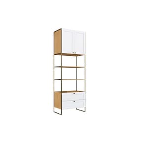 Armário Aéreo p/ Cozinha Estante Infinity 2 Portas e 2 Gavetas 82cm Savana/Branco - Genialflex
