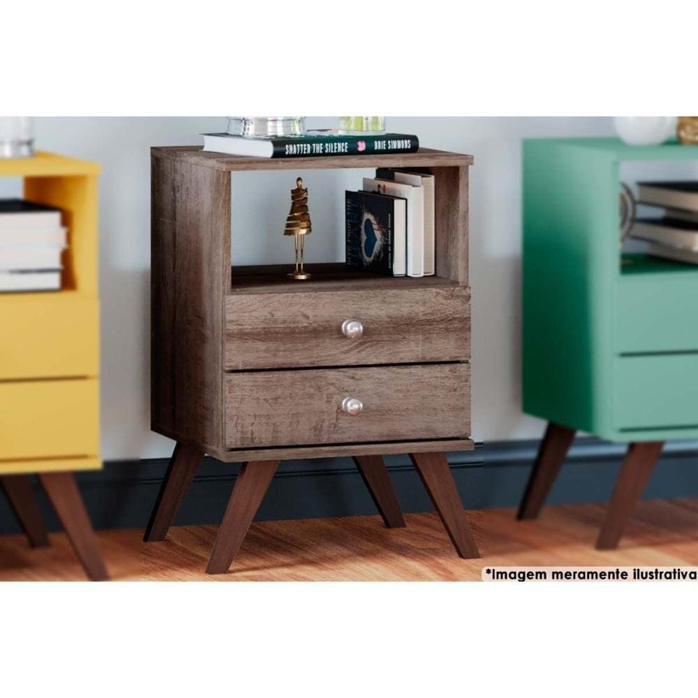 Mesa Cabeceira Casal RT3103 c/ 2 Gavetas Rustico - Movelbento
