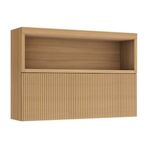 Armário Aéreo p/ Cozinha Marquesa c/ Nicho e 1 Porta Basculante Ripada 120cm Nature - Nesher