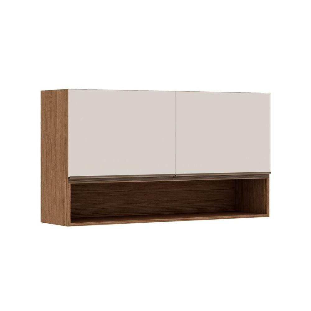 Armário Aéreo Cozinha Modulado Conecta c/ 2 Portas Off White/Ebano - Genialflex