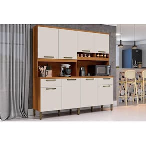 Cozinha Completa Cabernet Prime 8 Portas e 2 Gavetas 73cm Amendoa/Off White - Ronipa