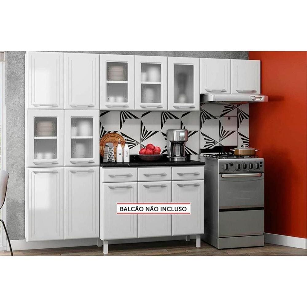 Kit de Cozinha Modulada 3 Peças Topázio (2 Armários + 1 Paneleiro) CPT124 Branco - Telasul