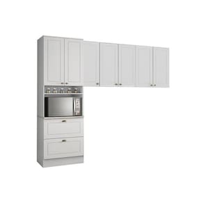 Kit de Cozinha Completa 3 Peças Americana (2 Armários + 1 Paneleiro) CPT08 Branco - Henn
