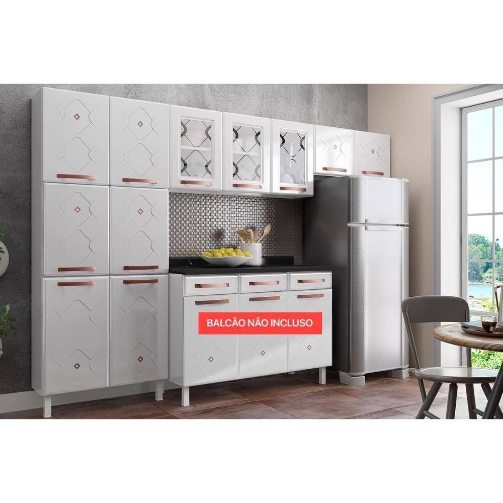 Kit de Cozinha Modulada 3 Peças Mirage New (2 Armários + 1 Paneleiro) CPT114 Branco - Telasul
