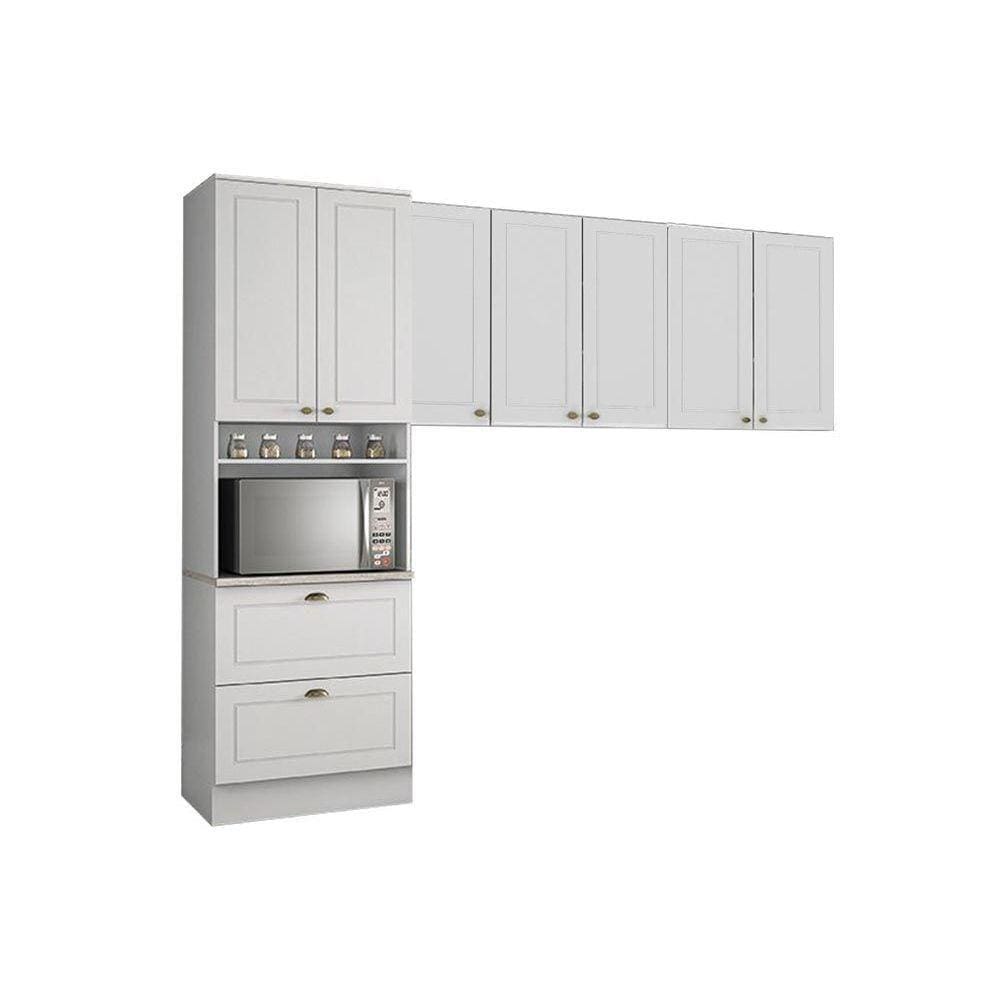 Kit de Cozinha Modulada 3 Peças Americana (2 Armários + 1 Paneleiro) CPT08 Branco - Henn