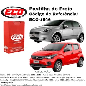Pastilha de Freio Dianteira Ecopads Fiat Argo /  Cronos / Grand Siena / Mobi / Fiorino / Punto / Strada ECO-1546