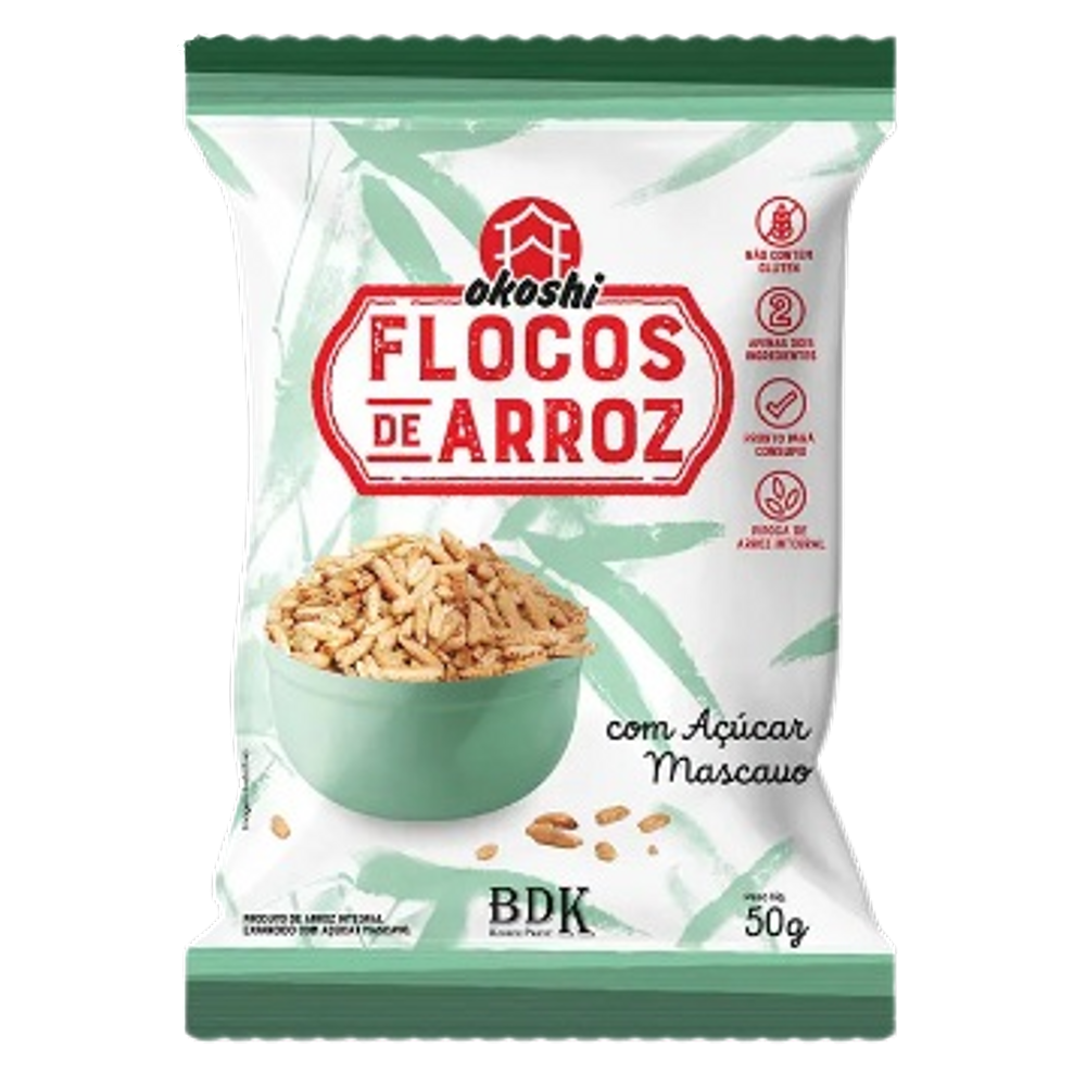 Flocos de Arroz Integral com Açúcar Mascavo Okoshi 50g