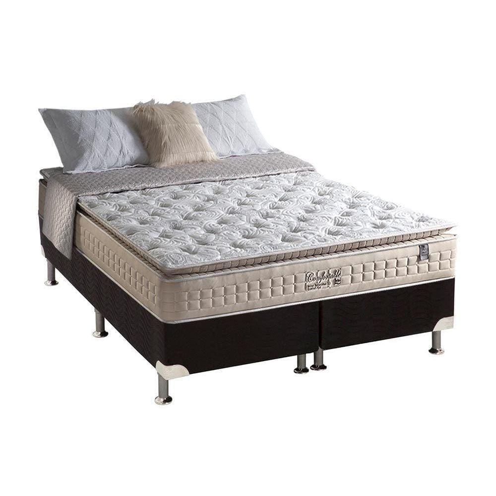 Cama Box King: Colchão Molas Ensacadas Anjos MasterPocket Confortable + Base CRC Suede Black(193x203)