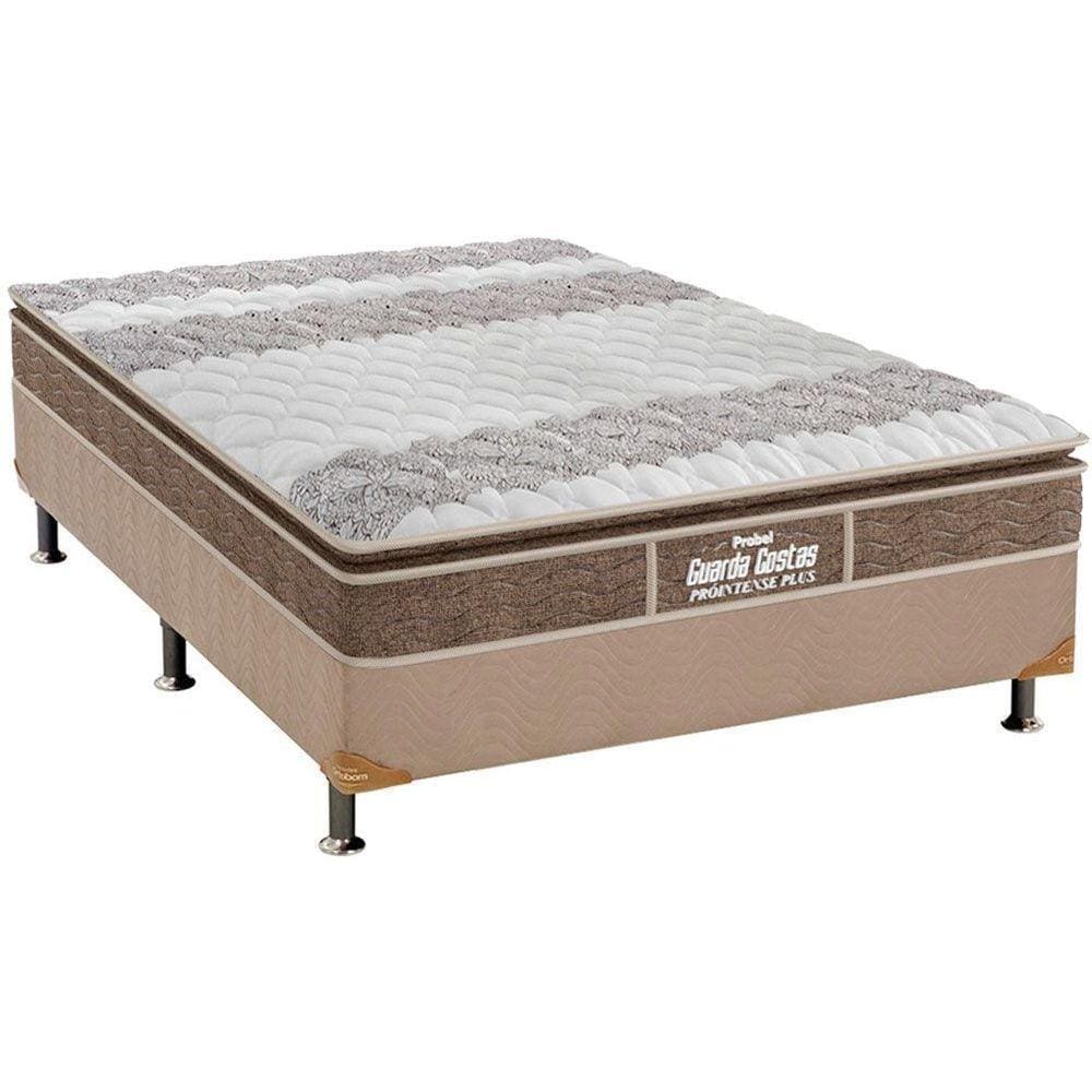 Cama Box Casal: Colchão Ortopédico Probel D33/EP Anatômico Guarda Costas Próintense Plus + Base CRC Suede Clean(138x188)