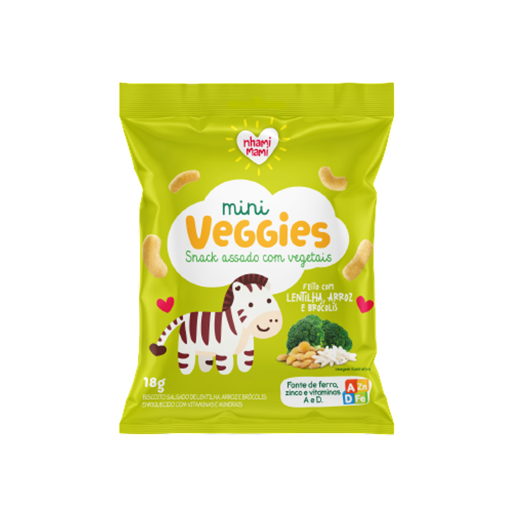 Kit 6X: Snack Infantil Lentilha e Brócolis Nhami Mami 18g