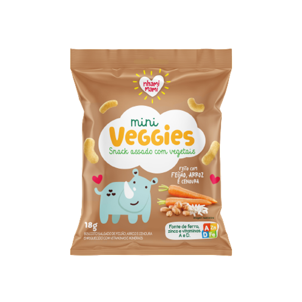 Kit 3X: Snack Infantil Feijão e Cenoura Nhami Mami 18g