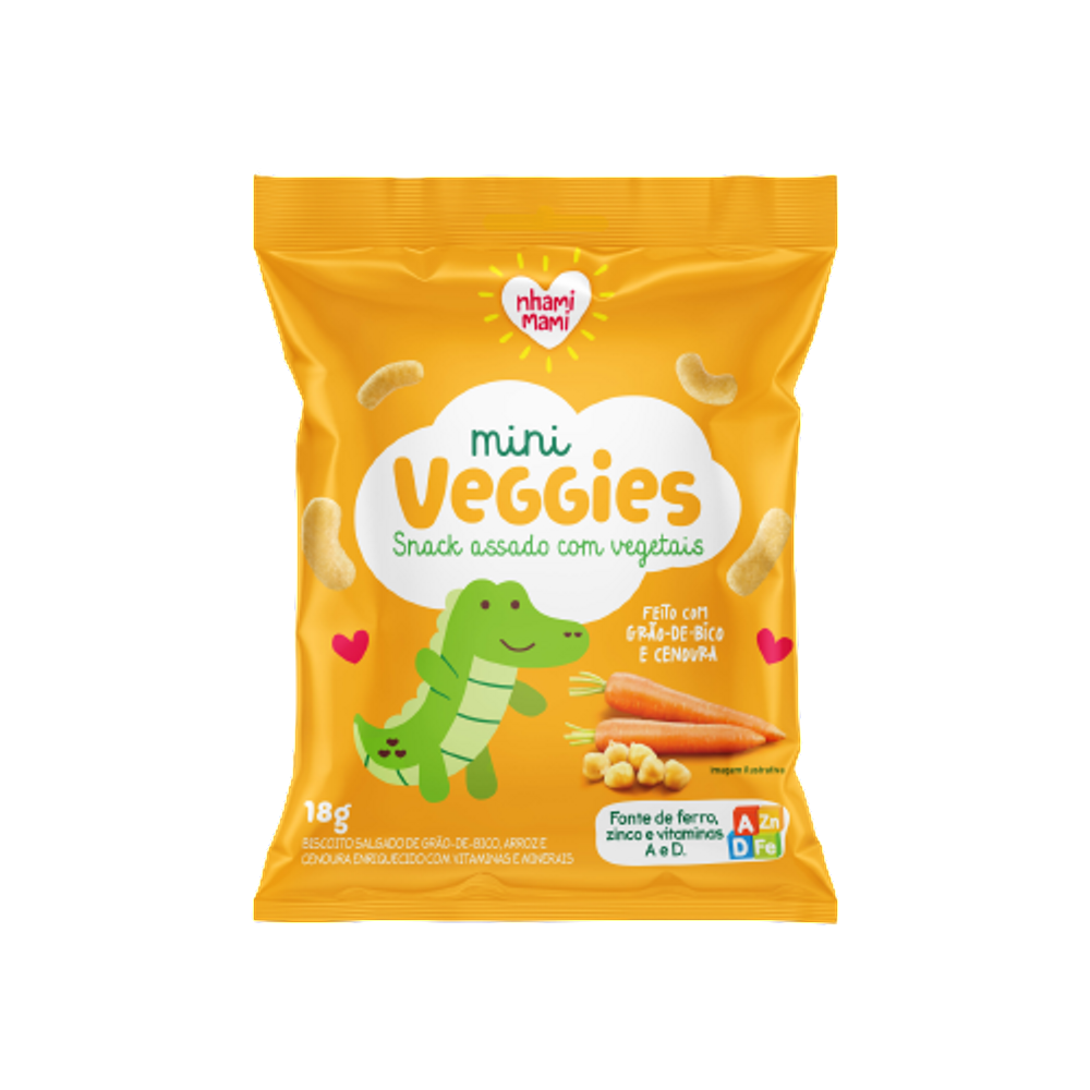 Kit 3X: Snack Infantil Grão de Bico e Cenoura Nhami Mami 18g