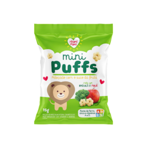 Kit 3X: Snack Infantil Puffs Brócolis e Maçã Nhami Mami 15g
