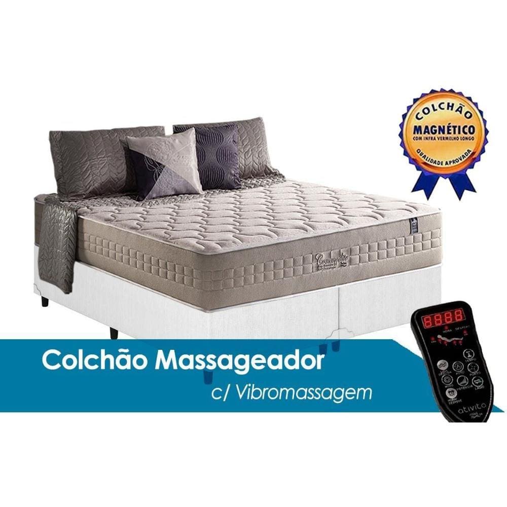 Cama Box King: Colchão Molas MasterPocket Ensacadas Anjos Commodite + Base CRC Courano White(193x203)