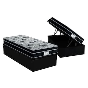 Cama Box Baú Solteiro: Colchão Molas Probel Prolastic ProDormir Born + Base CRC Suede Black(88x188)