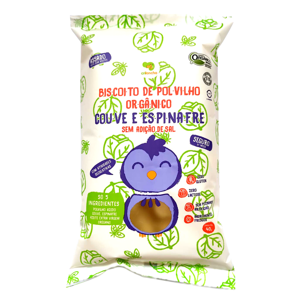 Kit 3x: Biscoito De Polvilho Couve E Espinafre Vegano 40g