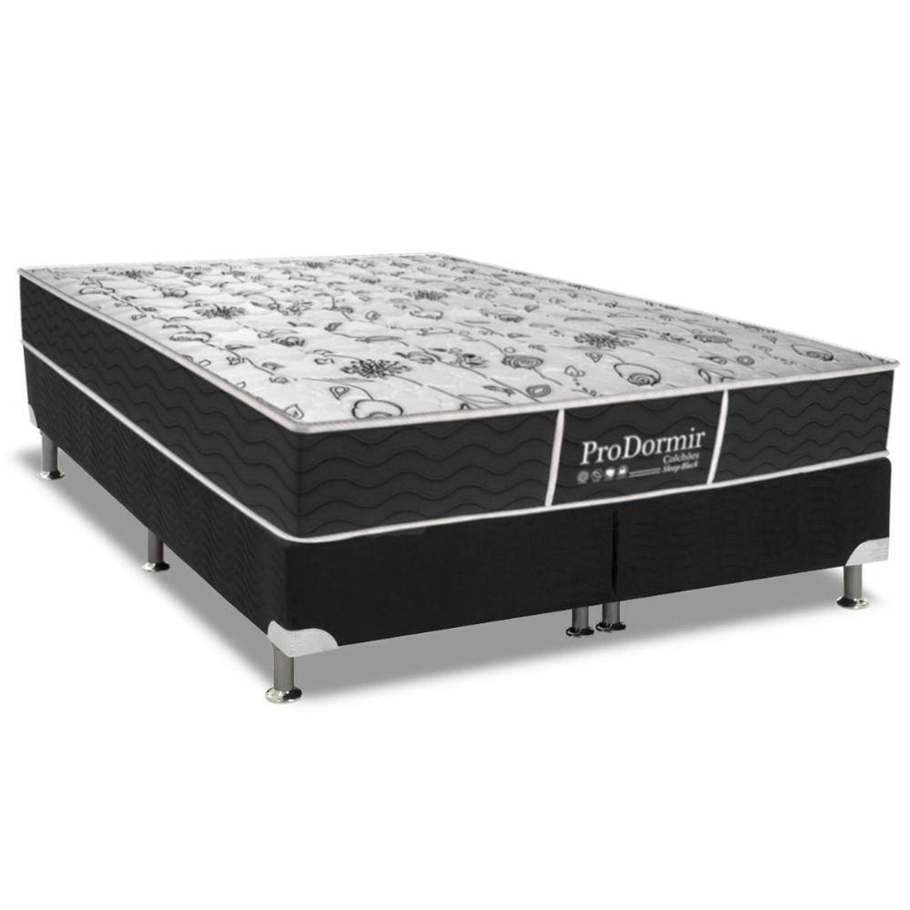 Cama Box King: Colchão Molas Bonnel Probel ProDormir Sleep + Base CRC Suede Black(193x203)