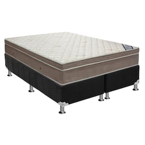 Cama Box King: Colchão Molas Ortobom SuperPocket Light + Base CRC Suede Black(186x198)