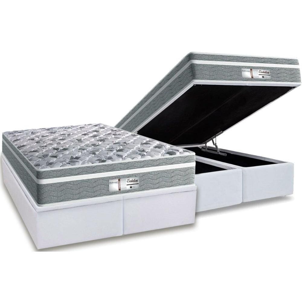 Cama Box Baú Queen: Colchão Molas Probel MasterPocket Ensacadas ProDormir Evolution + Base CRC Courano White(158x198)