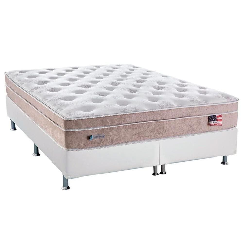 Cama Box Queen: Colchão Molas MasterPocket Ensacadas Sealy   Miami + Base CRC Courano Branco(158x198)