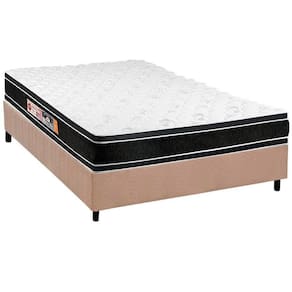 Cama Box Casal: Colchão Espuma Castor D33 Black e White + Base CRC Suede Clean(138x188)