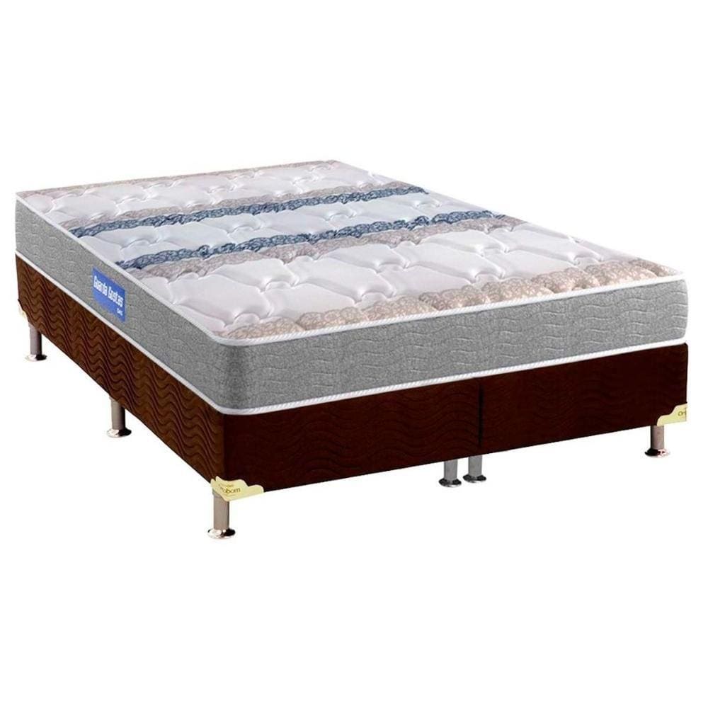 Cama Box Queen: Colchão Espuma D45 Probel Guarda Costas + Base CRC Suede Brown(158x198)