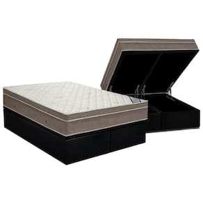 Cama Box Baú Queen: Colchão Molas Ensacadas Ortobom SuperPocket Light Saúde + Base CRC Suede Black(158x198)