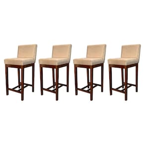 Kit 4 Banquetas Estofadas Média Moderna Lisboa Madeira Capuccino Suede CCS