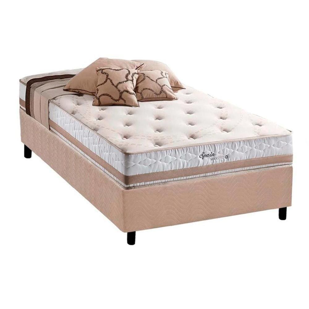 Cama Box Solteiro: Colchão Molas Herval Maxspring Spain + Base CRC Suede Clean(88x188)