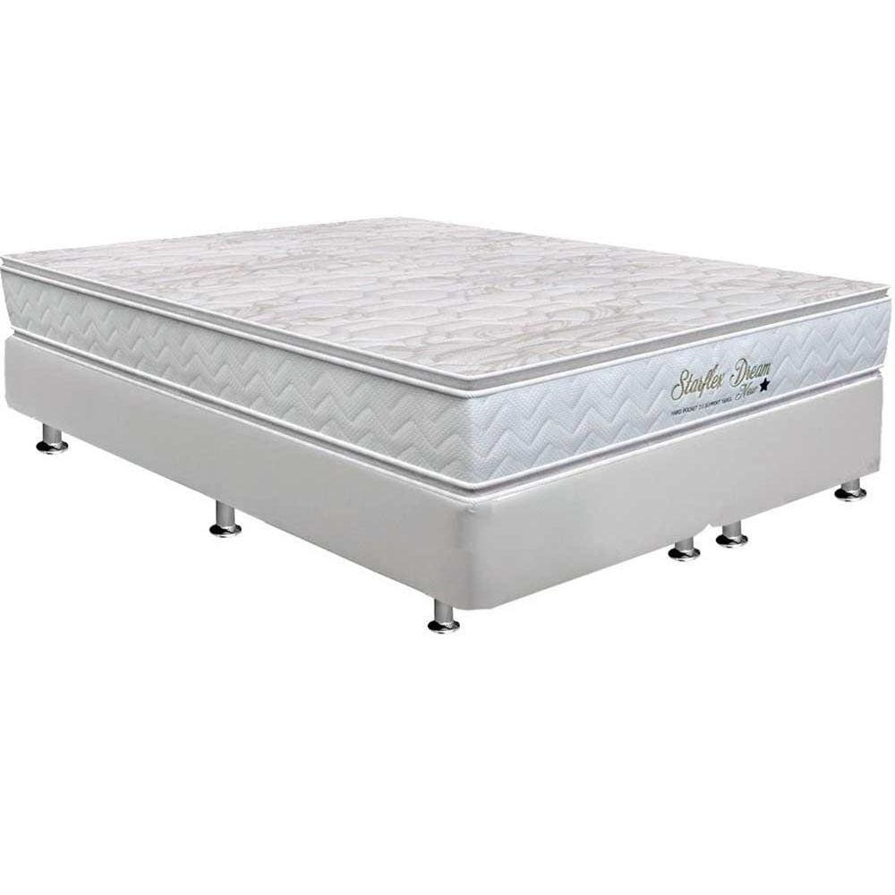 Cama Box King: Colchão Molas Ensacadas Orthoflex MasterPocket Starflex Dream New + Base CRC Courano White(193x203)