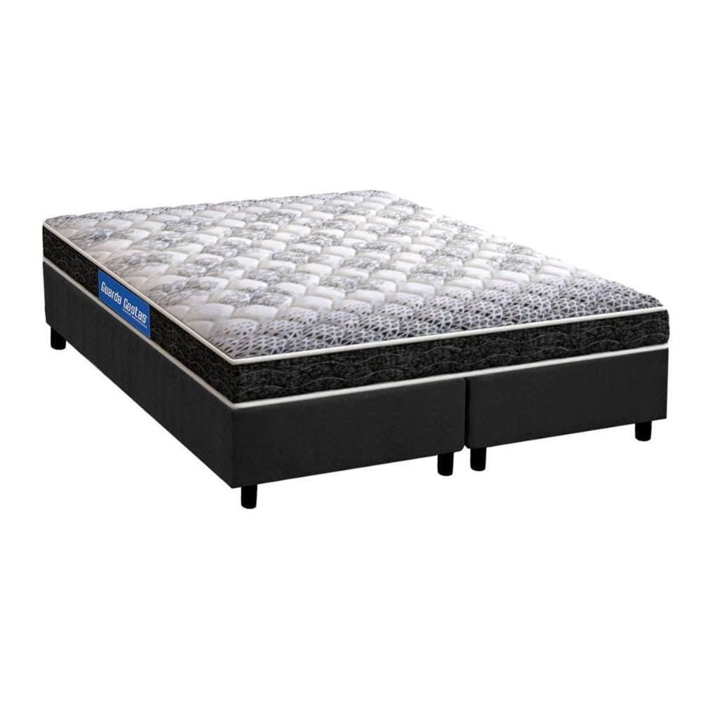 Cama Box Queen: Colchão Espuma Probel Guarda Costas Super Resistente + Base CRC Suede Gray(158x198)