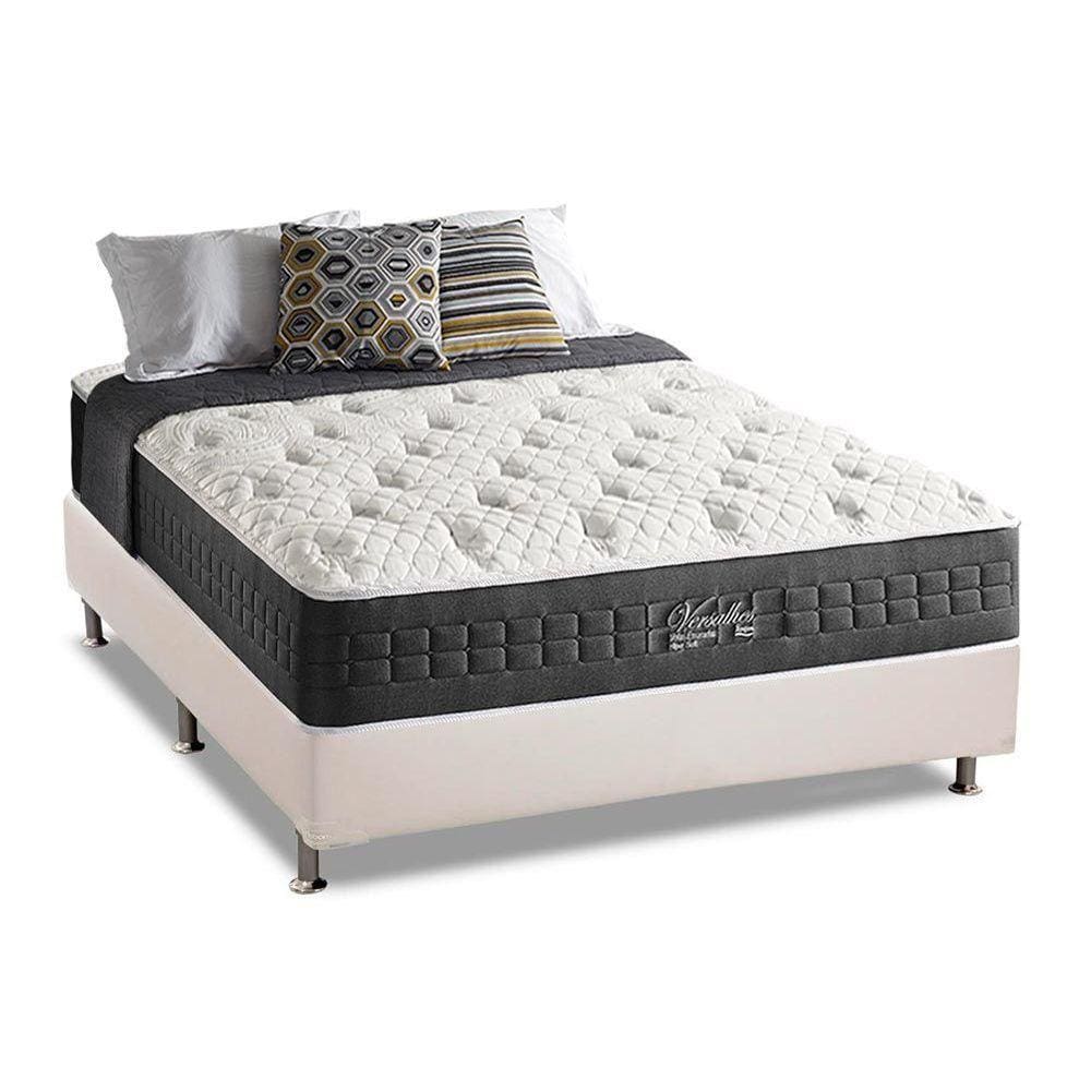 Cama Box Casal: Colchão Molas Ensacadas Anjos MasterPocket Versalhes + Base CRC Courano White(138x188)