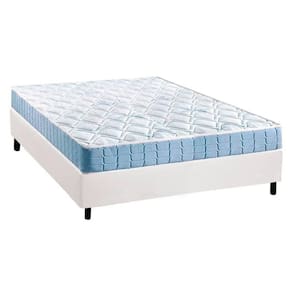 Cama Box Casal: Colchão Espuma Anjos Querubim + Base CRC Courano White(138x188)