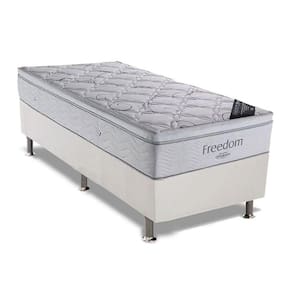 Cama Box Solteiro: Colchão Molas Ortobom SuperPocket Freedom + Base CRC Courano Branco(88x188)