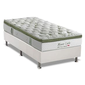 Cama Box Solteiro: Colchão Molas Ensacadas Herval MasterPocket Monte Carlo Visco + Base CRC Courano White(88x188)