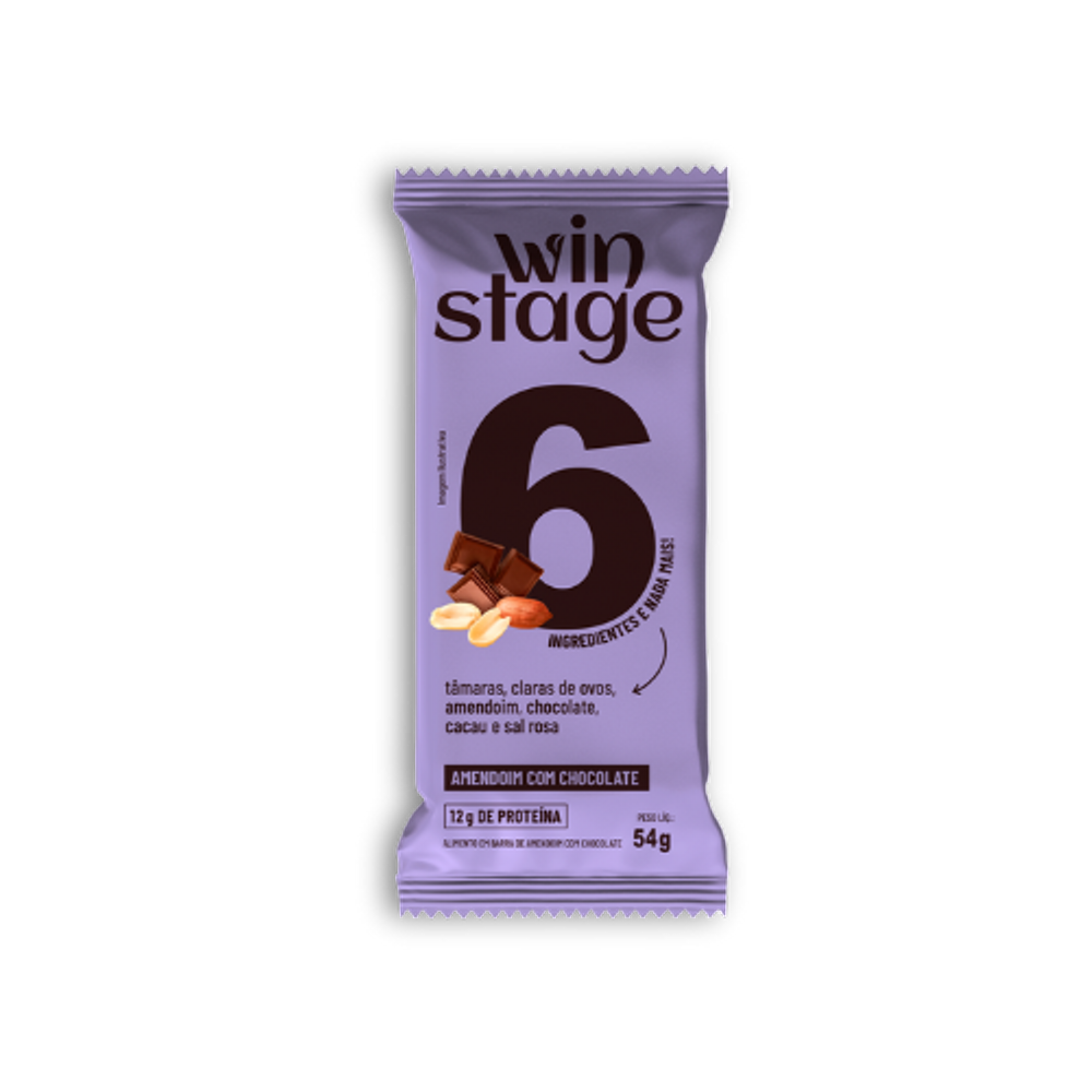 Barra de Proteína Amendoim com Chocolate Sem Açúcar WinStage 54g