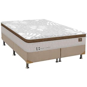 Cama Box Queen: Colchão Molas Sealy Posturepedic Royal Comfort Plus + Base CRC Suede Clean(158x198)