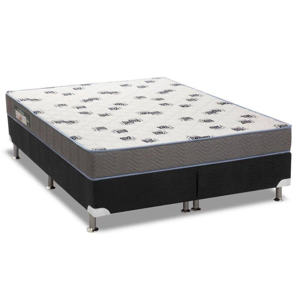 Cama Box King: Colchão Espuma D33 Ortobom Light + Base CRC Courano Black(186x198)