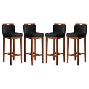 Kit 4 Banquetas Média para Bancada Ilha 38x92 Cm Líbia Madeira Maciça Suede CCS