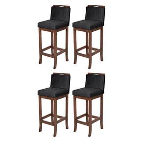 Kit 4 Banquetas Média Estofada Turim Madeira Capuccino Suede CCS
